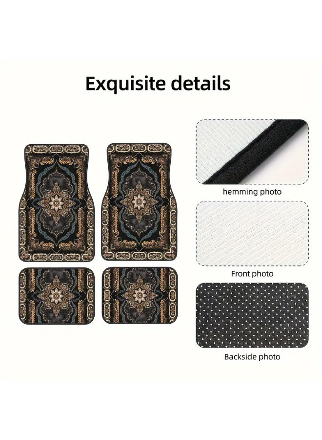 COYO [Bohemian Car Mats] 4pcs Bohemian Pattern European Ethnic Car Rubber Mats | Universal Anti-Slip Floor Mat, Easy-Clean Interior Accessory, Synthetic Rubber Material, for Front and Rear Vehicle Use - Image 3